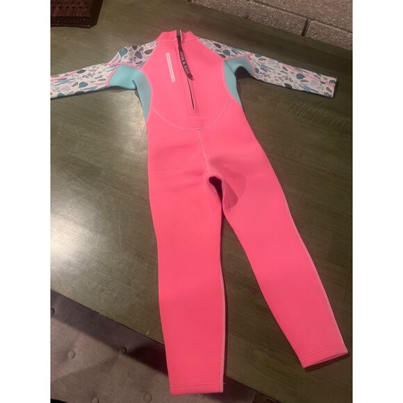 Dive & Sail Kids Pink Full-Body Wetsuit M 90% Neoprene 10% Nylon With Floral Sle - Picture 1 of 8